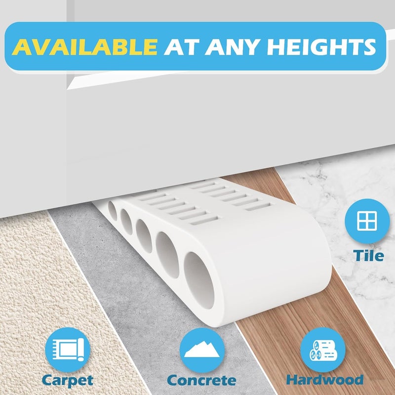 HELEMAN Rubber Door Stoppers for Bottom of Door - 4 Pack Door Stop Wedge with Holder Heavy Duty Doorstop for Home Office Classroom Garage Stackable on Multi Floor Carpet Concrete Tile Linoleum & Wood White - Image 3